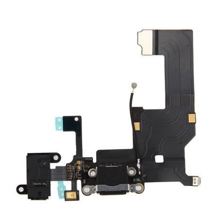 Flat connettore ricarica completo di microfono antenna jack audio Apple iPhone 5 nero