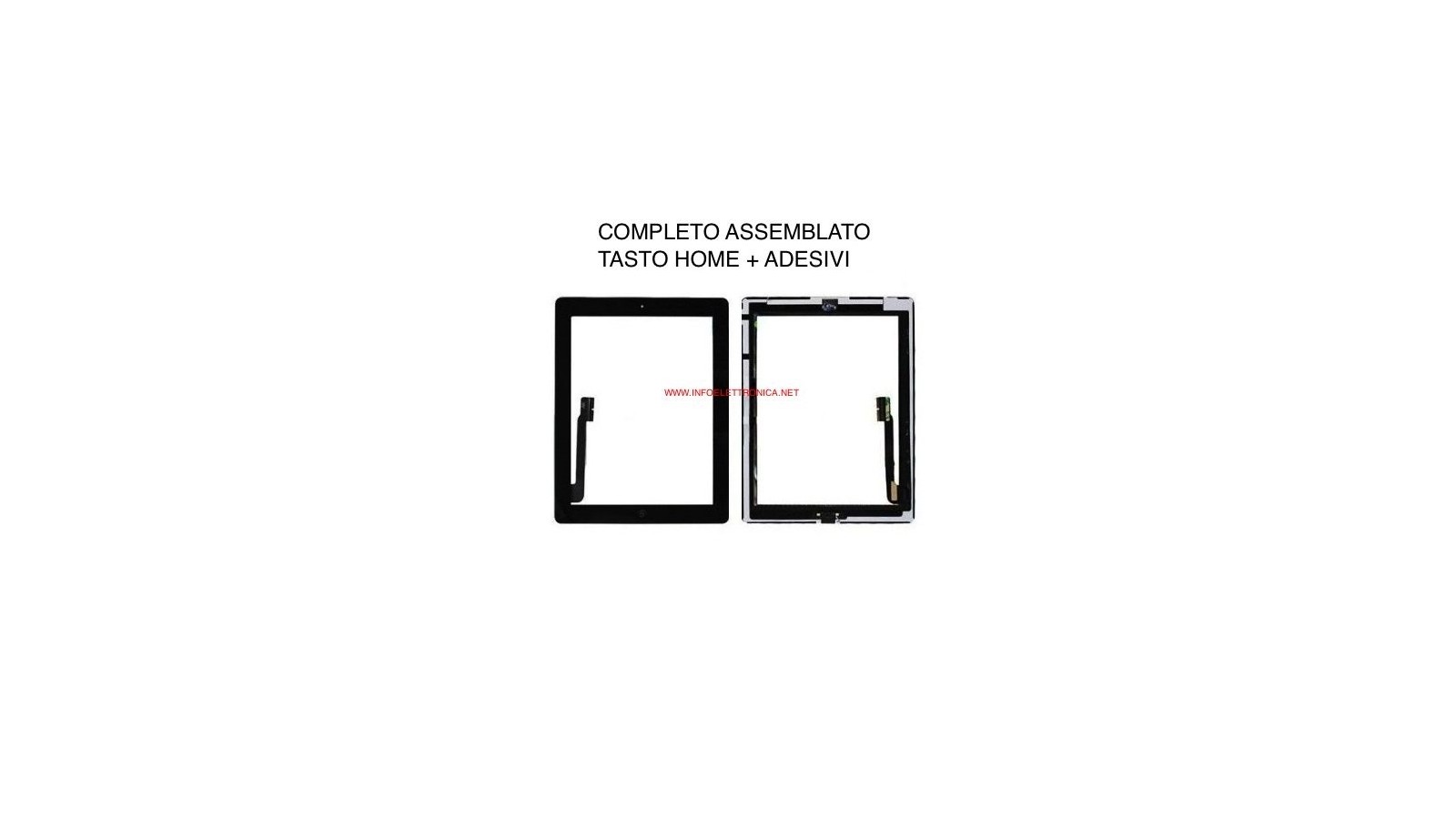 Touch screen vetro Apple iPad 3 Nero completo di adesivi e tasto home A1416 A1430 A1403