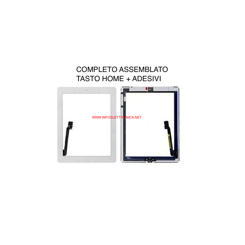 Touch screen vetro Apple iPad 3 Bianco completo di adesivi e tasto home A1416 A1430 A1403