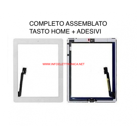 Touch screen vetro Apple iPad 3 Bianco completo di adesivi e tasto home A1416 A1430 A1403
