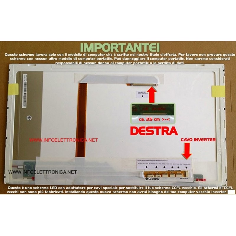 LCD DISPLAY SCHERMO WXGA 15.6" compatibile con Toshiba Satellite L500