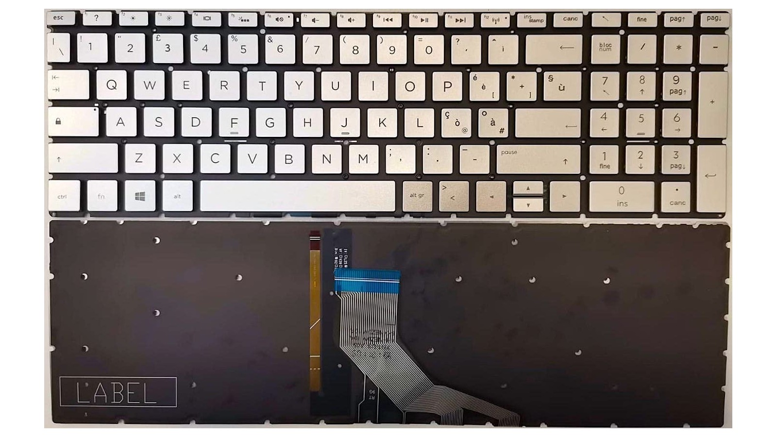 Tastiera italiana compatibile con HP Pavilion 15-cs000 15-cs0000 15t-cs000 silver RETROILLUMINATA