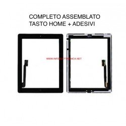 Touch screen vetro Apple iPad 3 Nero completo di adesivi e tasto home