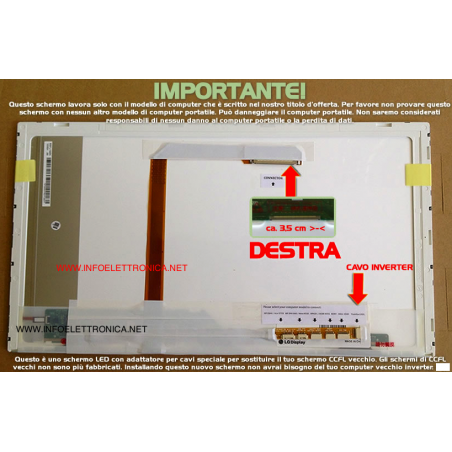 LCD DISPLAY SCHERMO WXGA 15.6" compatibile con Toshiba L505 Serie