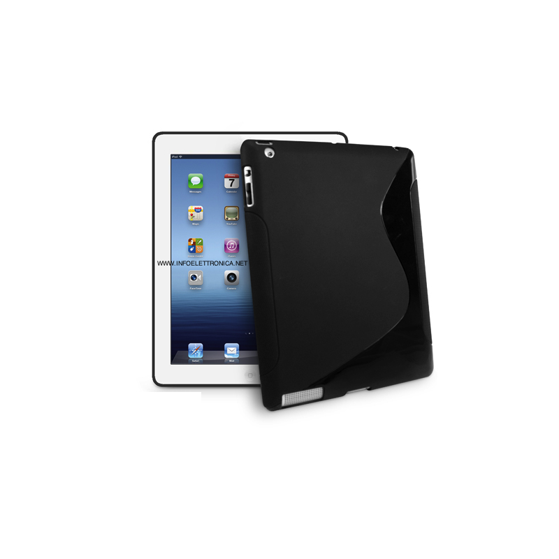 Cover custodia protezione silicone nera per apple iPad 2 S-Line