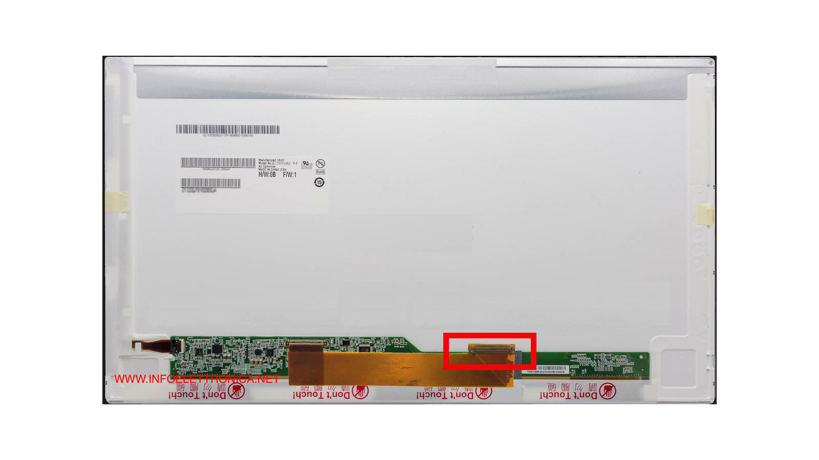 Display LCD Schermo 15,6 LED compatibile con LTN156AT03 connettore destra