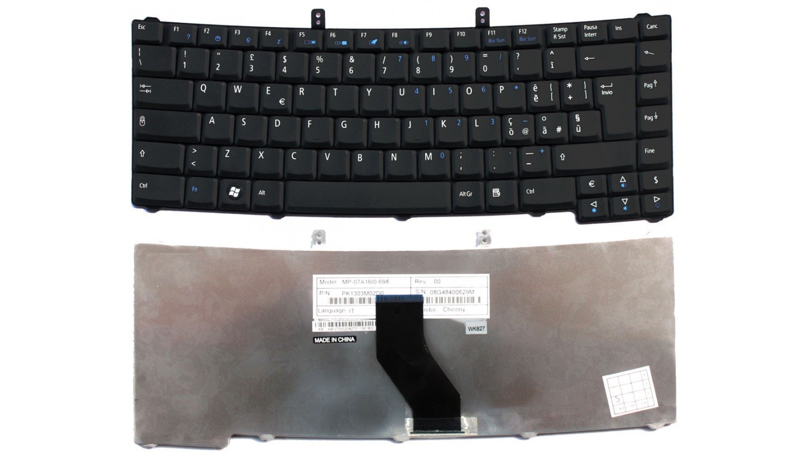 Tastiera nera compatibile con Acer Italiana Gateway NS50T