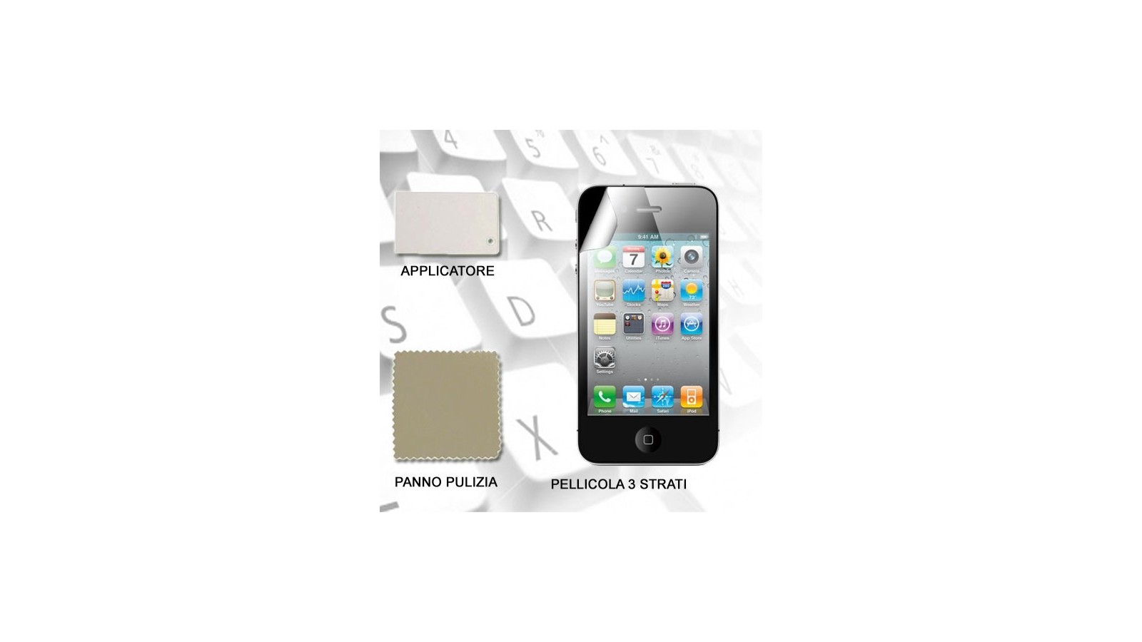 Pellicola protettiva per Apple iPhone 4S + panno