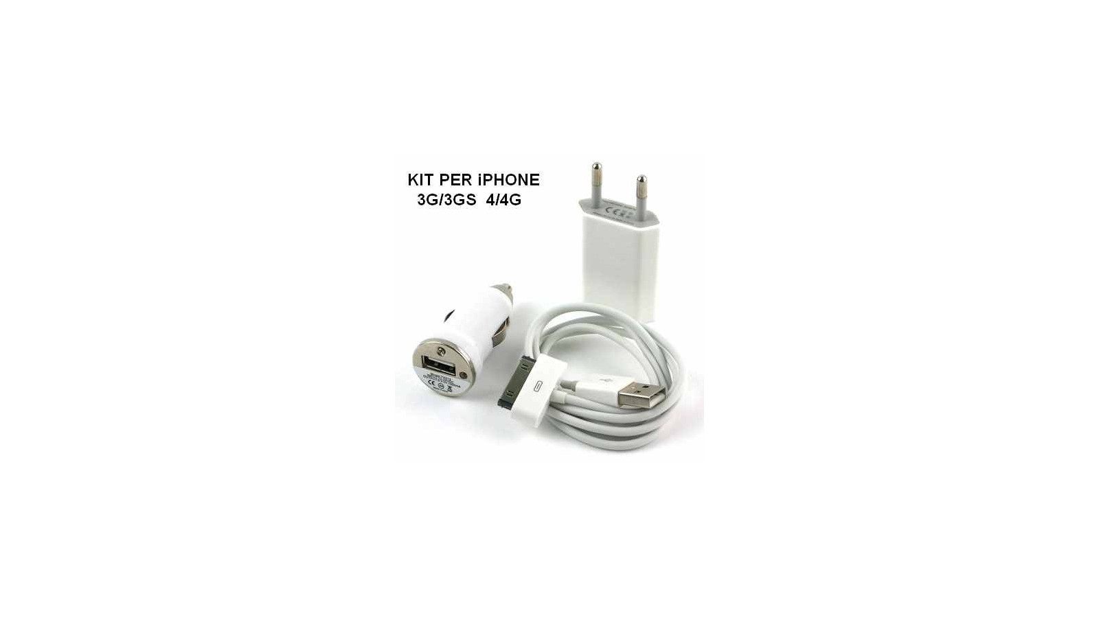 Kit caricabatterie casa e auto completo per iPhone 3G / 3GS / 4 / 4G / 4S