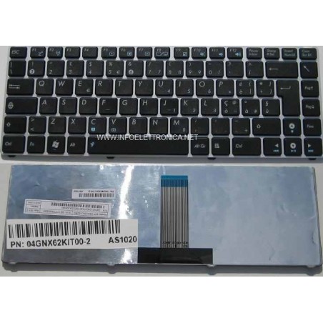 Tastiera italiana compatibile con Asus silver con tastiera nera U30 UL30 UL30A UL30V UL80 UL80A UL80V serie