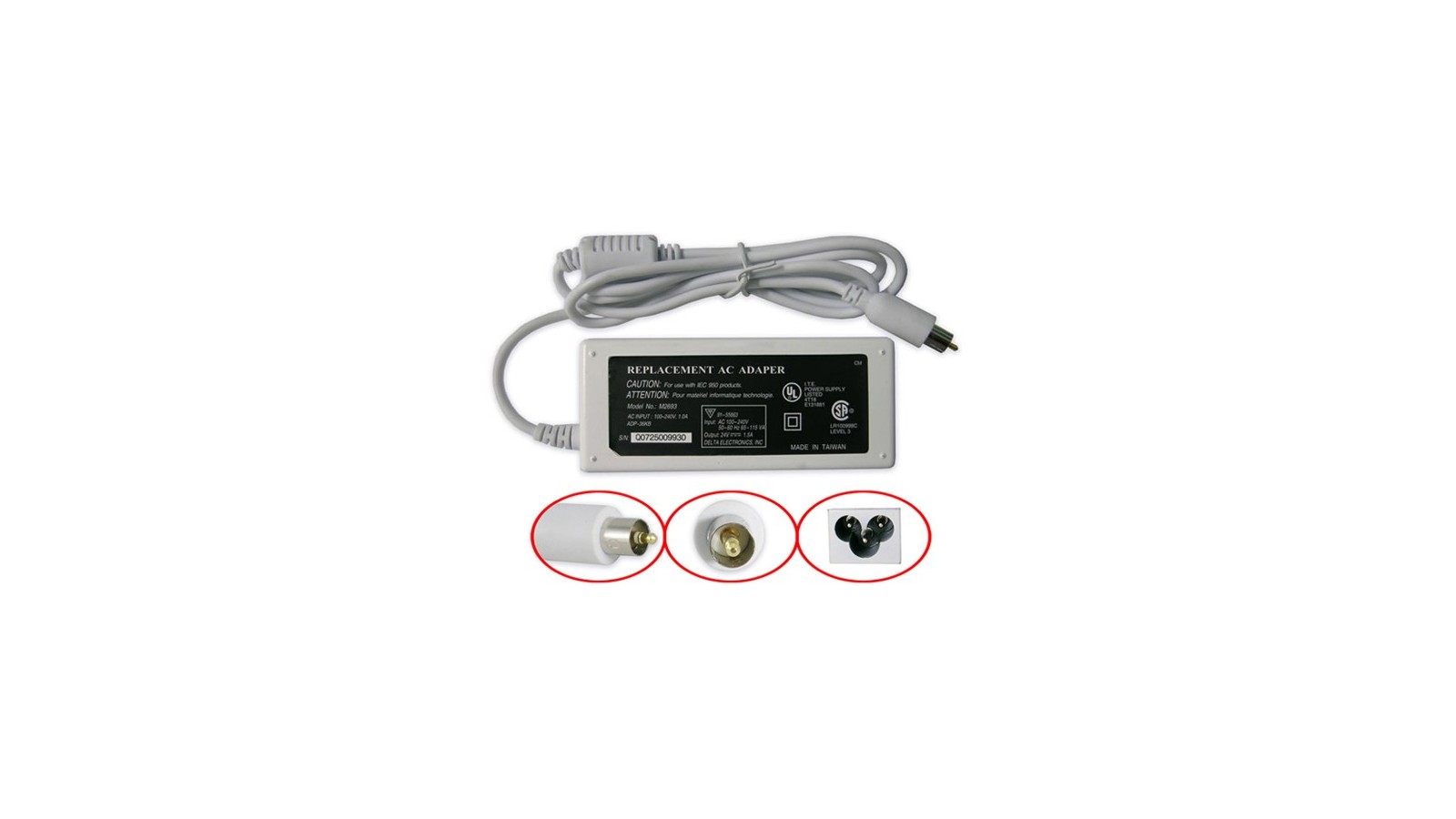 Alimentatore Apple Powerbook G3 G4 45W 24V 1.875 ampere 7,0*2,5 mm M4402, M4895, M4896, M5937, M6384