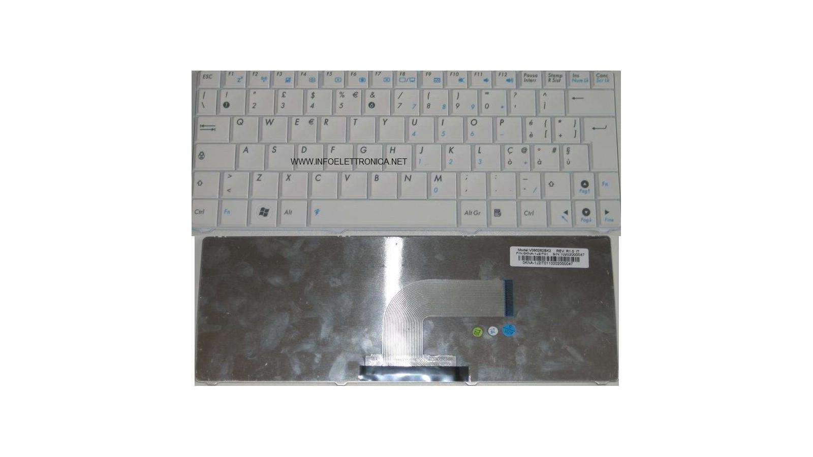 Tastiera italiana compatibile con Asus Bianca N10 N10E N10J EEEPC 1101HA