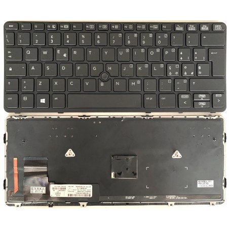 Tastiera Italiana per Hp Elitebook 820 825 G1 G2 Retroilluminata con Trackpad NERA