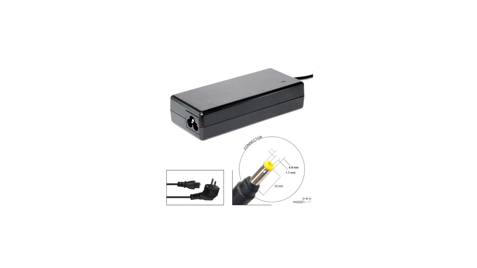 Alimentatore caricabatteria per HP Compaq 18.5 Volt - 4.9 Ampere - 4,8*1,7mm pin giallo DV4000 DV6000 DV9000
