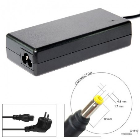 Alimentatore caricabatteria per HP Compaq 18.5 Volt - 4.9 Ampere - 4,8*1,7mm pin giallo DV4000 DV6000 DV9000