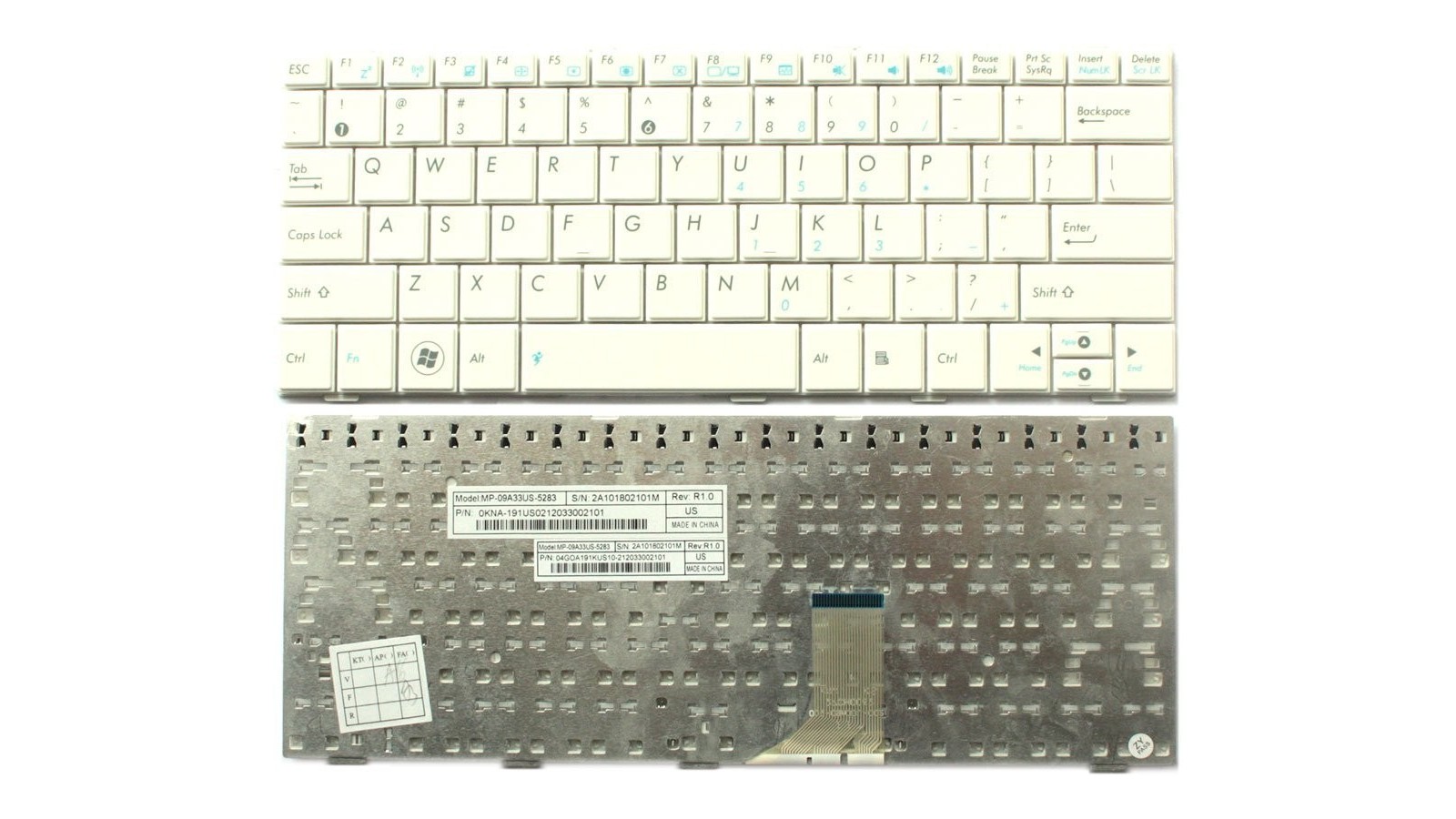 Tastiera bianca compatibile con Asus EEEPC 1001HA 1005HA 1008 1008H 1008HA R101 1001PX