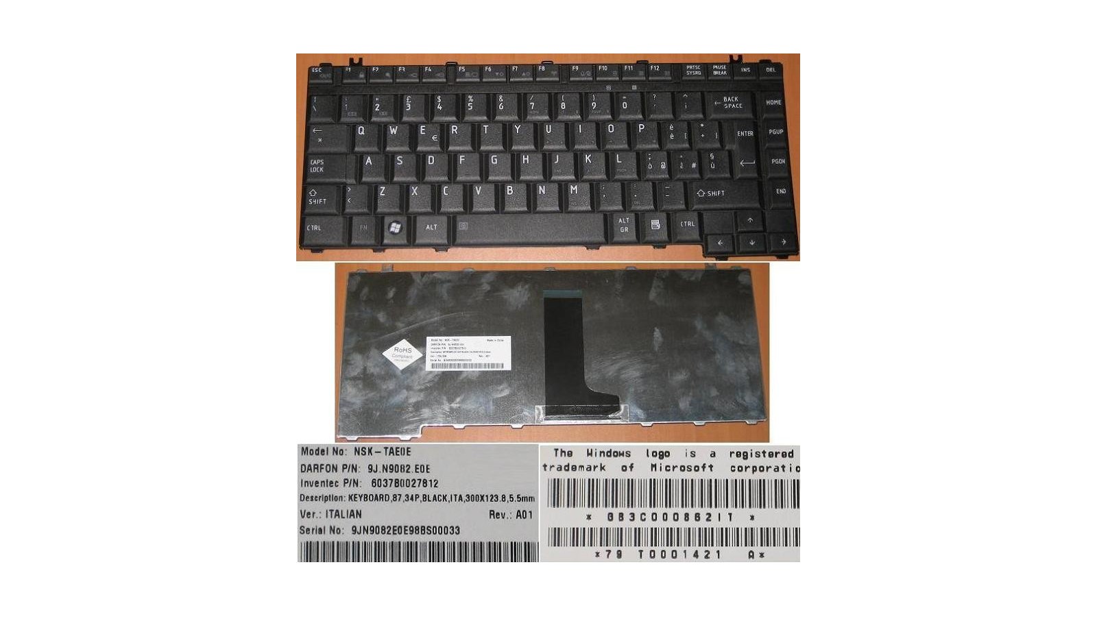 Tastiera italiana nera compatibile con Toshiba Satellite A200 A205 A215 M200 M205 Serie