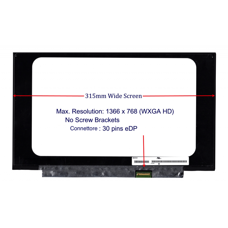 Display LCD Schermo 14.0 LED Slim compatibile con B140XTN07.2 HW1A 30 pin