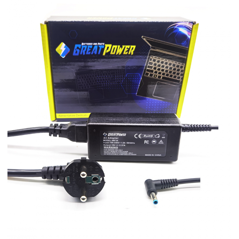 Alimentatore caricabatteria per HP 15S-EQ0023NL 19V - 2,37A 45W- 4,5*3,0mm Alimentatore caricabatteria per HP 15S-EQ0023NL 19V - 2,37A 45W- 4,5*3,0mm