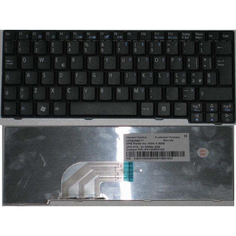 Tastiera nera compatibile con Acer italiana Aspire One 150 531 531H ZG5 ZG8