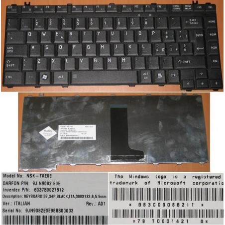 Tastiera italiana nera compatibile con Toshiba SATELLITE A300 A305 L300 L305 M300 Serie