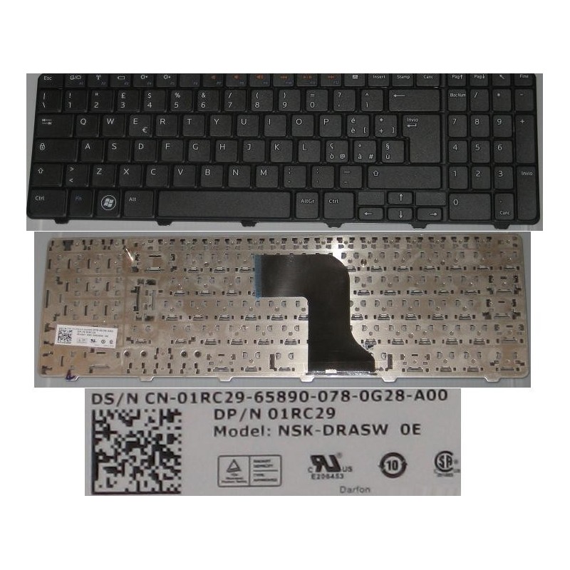 Tastiera nera italiana per notebook Dell Inspiron N5010 M5010 15