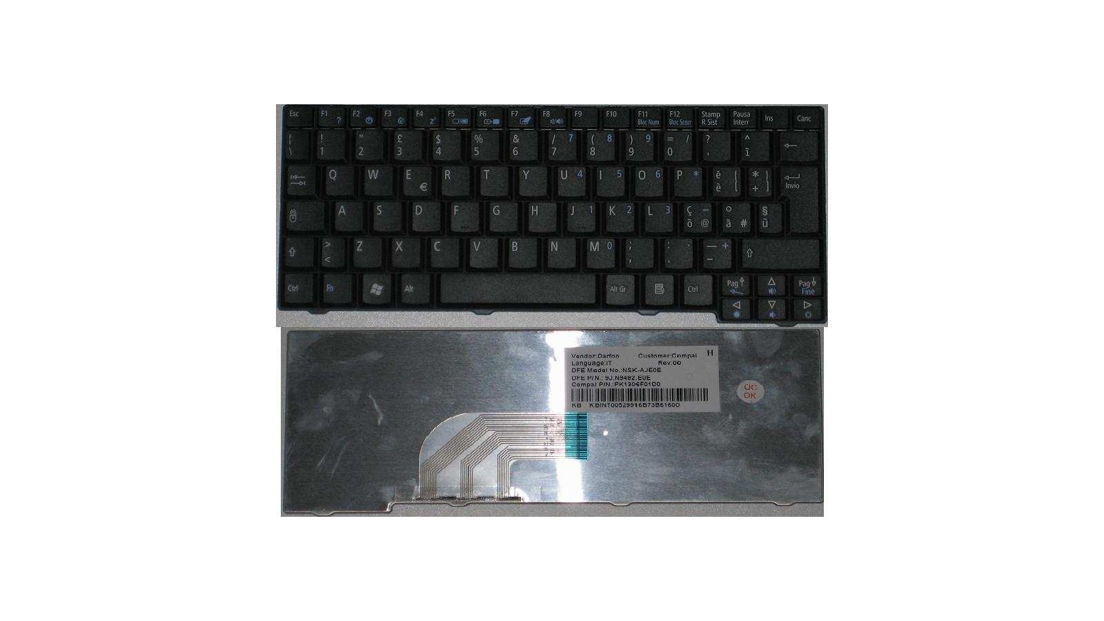 Tastiera nera italiana compatibile con Acer Aspire serie One ZG5 D150 D250 A110 A150