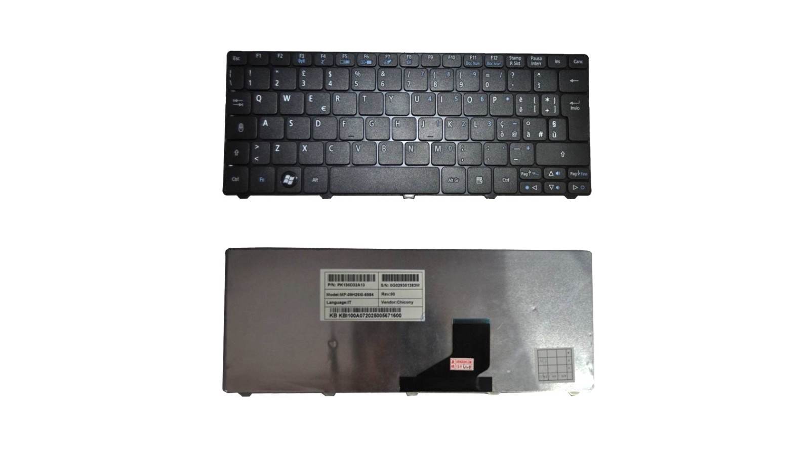 Tastiera italiana compatibile con Acer Aspire serie One 532H 532 D255 D257 D260 D270 PAV70 PAV80